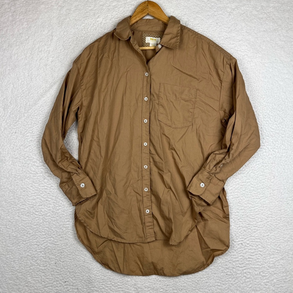 Anthropologie brown button down shirt